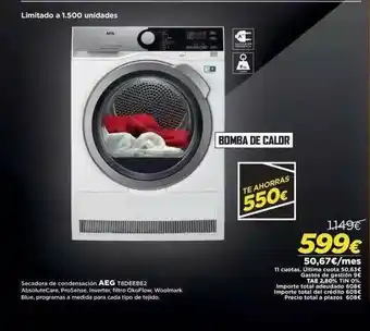 El Corte Inglés Secadora De Condensación Aeg T8dee862 oferta