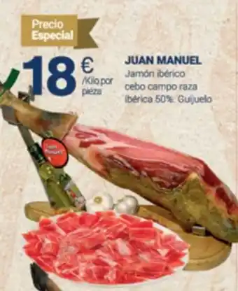 Supermercados Plaza Juan Manuel Jamón Ibérico Cebo Campo Raza Ibérica 50% Guijuelo oferta