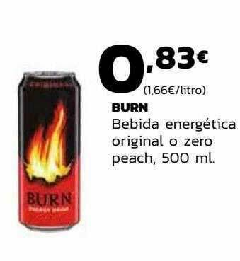 Supermercados Lupa Burn Bebida Energética Original O Zero Peach oferta