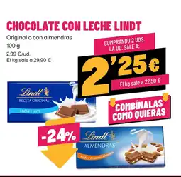 AhorraMas LINDT Chocolate con leche oferta