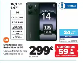 Carrefour Smartphone libre Redmi Note 14 5G oferta