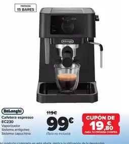 Carrefour DELONGHI Cafetera espresso EC230 oferta