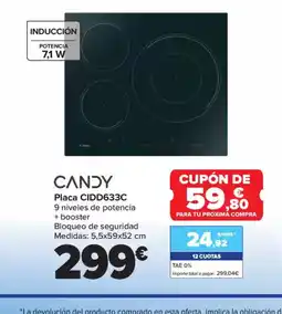 Carrefour CANDY Placa CIDD633C oferta