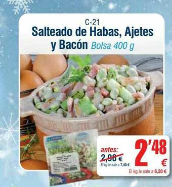 Abordo Salteado De Habas Ajetes Y Bacón oferta
