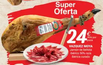 Supermercados Plaza Vazques Moya Jamón de Bellota Ibérico 50% Raza Ibérica Curado oferta