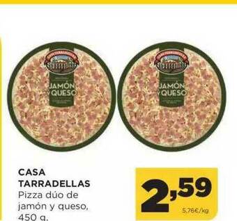 Alimerka Casa Tarradellas Pizza Dúo De Jamón Y Queso oferta