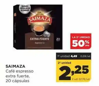 Alimerka La 2a Unidad 50% Dto. Saimaza Café Espresso Extra Fuerte 20 Cápsulas oferta