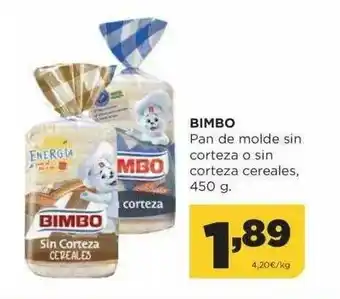 Alimerka Bimbo Pan De Molde Sin Corteza O Sin Corteza Cereales oferta