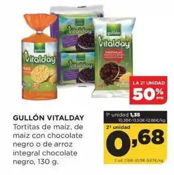 Alimerka Gullón Vitalday Tortitas De Maíz De Maíz Con Chocolate Negro O De Arroz Integral Chocolate Negro oferta
