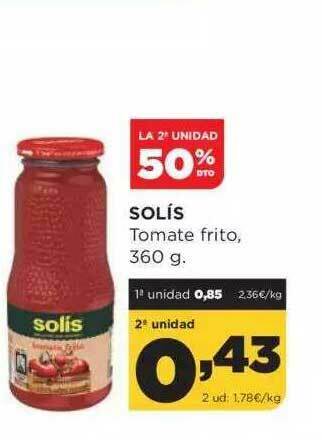Alimerka La 2a Unidad 50% Dto. Solís Tomate Frito oferta