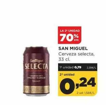 Alimerka La 2a Unidad 70% Dto. San Miguel Cerveza Selecta oferta