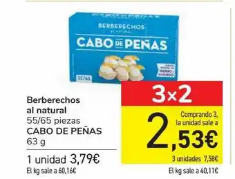 Carrefour Berberechois Al Natural 55 65 Piezas Cabo De Peñas oferta
