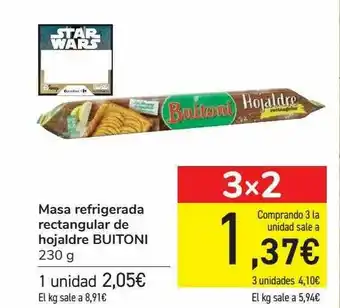 Carrefour Masa Refrigerada Rectangular De Hojaldre Buitoni oferta