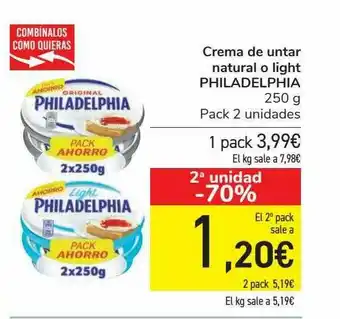 Carrefour 2a Unidad -70% Crema De Untar Natural O Light Philadelphia oferta