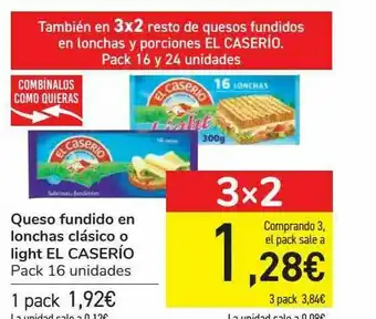 Carrefour Queso Fundido En Lonchas O Light El Caserío oferta