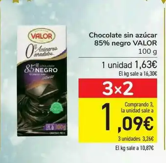 Carrefour Chocolate Sin Azúcar 85% Negro Valor oferta