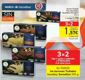 Carrefour Turrón Trufado Tres Chocolates Carrefour Sensation oferta