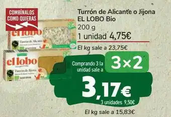 Carrefour Turrón De Alicante O Jijona El Lobo Bio oferta