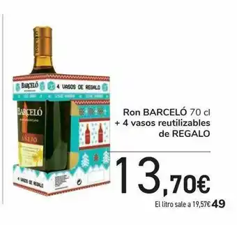 Carrefour Ron Barceló 70 Cl + 4 Vasos Reutilizables De Regalo oferta