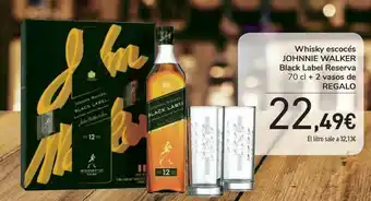 Carrefour Whisky Escocés Johnnie Walker Black Label Reserva 70 Cl + 2 Vasos De Regalo oferta
