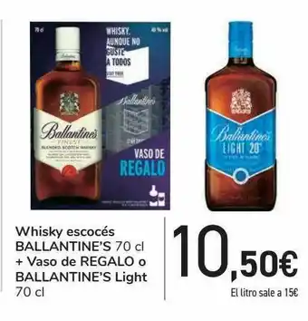 Carrefour Whisky Escocés Ballantine's + Vaso De Regalo O Ballantine's Light oferta