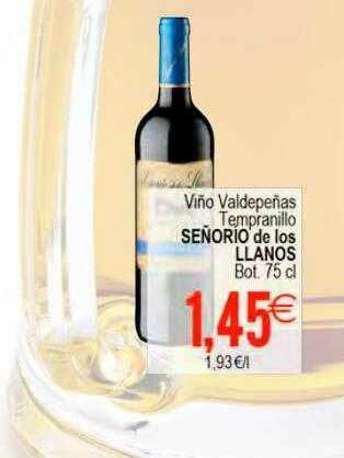 Plenus Supermercados Viño Valdepeñas Tempranillo Señorio De Los Llanos oferta