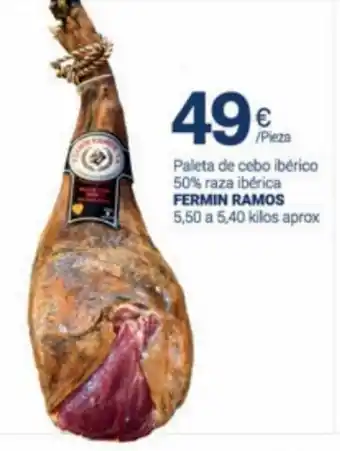 Supermercados Plaza Fermin Ramos Paleta de Cebo Ibérico 50% Raza Ibérica oferta