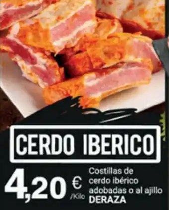 Supermercados Plaza Cerdo Iberico Deraza Costillas de Cerdo Ibérico Adobadas o Al Ajillo oferta