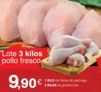 Supermercados Plaza Lote 3 Kilos Pollo Fresco / 1 Kilo de Filetes de Pechuga, 2 Kilo de Jamoncitos oferta