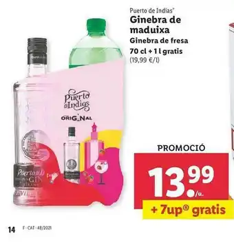 Lidl Puerto De Indias Ginebra De Madiuxa Ginebra De Fresa oferta