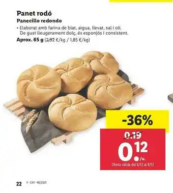 Lidl Panet Rodó Panecillo Redondo oferta