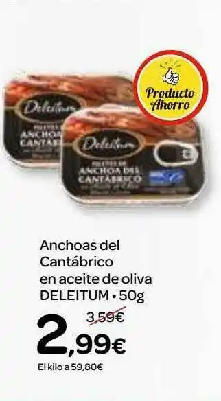Dialprix Anchoas Del Cantábrico En Aceite De Oliva Deleitum oferta