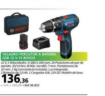 Coferdroza Taladro Percutor A Bateria Gsb 12 V 15 Bosch oferta