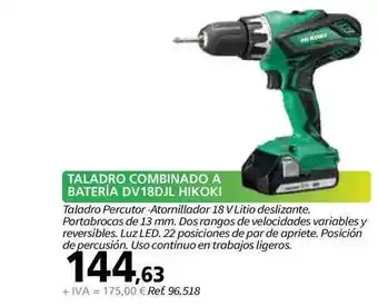 Coferdroza Taladro Combinado A Bateria Dv18djl Hikoki oferta