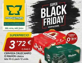 Masymas Cerveza Cruzcampo O Mahou oferta