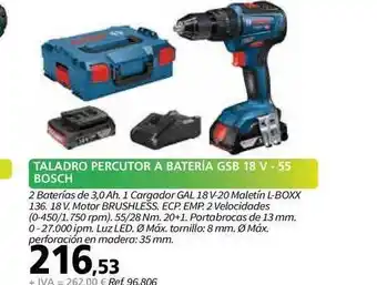 Coferdroza Taladro Percutor A Bateria Gsb 18 V 55 Bosch oferta