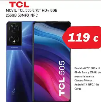 Microsshop TCL Movil tcl 505 6.75" hd+ 6gb 256gb 50mpx nfc oferta