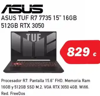 Microsshop ASUS Tuf r7 7735 15″ 16gb 512gb rtx 3050 oferta