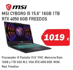 Microsshop MSI Cyborg 15 15.6″ 16gb 1tb rtx 4050 6gb freedos oferta