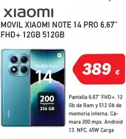 Microsshop XIAOMI Movil note 14 pro 6,67" fhd+ 12gb 512gb oferta