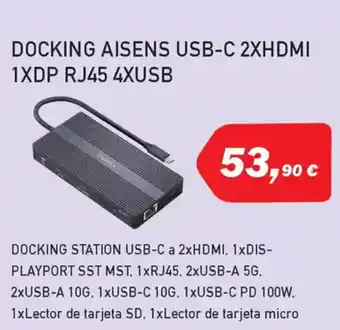 Microsshop AISENS Docking usb-c 2xhdmi 1XDP RJ45 4XUSB oferta