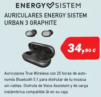 Microsshop ENERGY SISTEM Auriculares energy sistem urban 3 graphite oferta