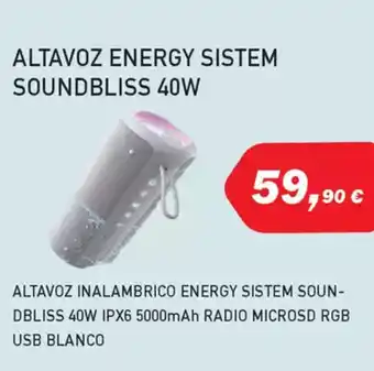 Microsshop Altavoz energy sistem soundbliss 40w oferta