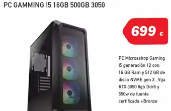 Microsshop Pc gamming 15 16gb 500gb 3050 oferta