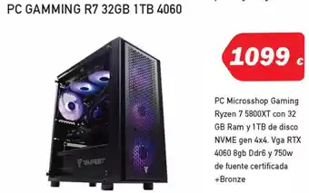 Microsshop Pc gamming r7 32gb 1tb 4060 oferta