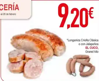 Masymas EL CUCO Longaniza Criolla Clásica o con Jalapeños oferta