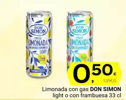 Supermercados Dani DON SIMON Limonada con gas  light o con frambuesa oferta