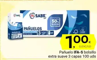 Supermercados Dani IFA SABE Pañuelo bolsillo extra suave 3 capas 100 uds oferta