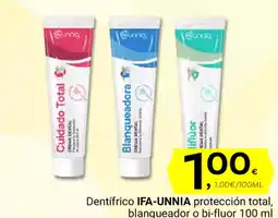 Supermercados Dani IFA-UNNIA Dentifrico protección total, blanqueador o bi-fluor oferta