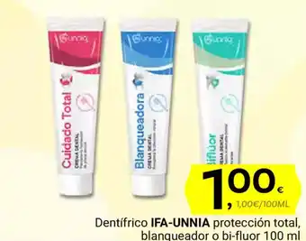 Supermercados Dani IFA-UNNIA Dentifrico protección total, blanqueador o bi-fluor oferta